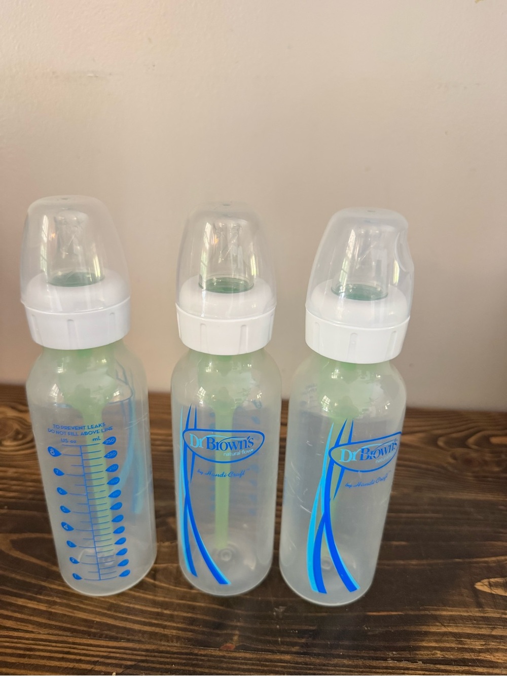 Dr. Brown's Clear Baby Bottles with Blue Accents - Set of 3 8 oz